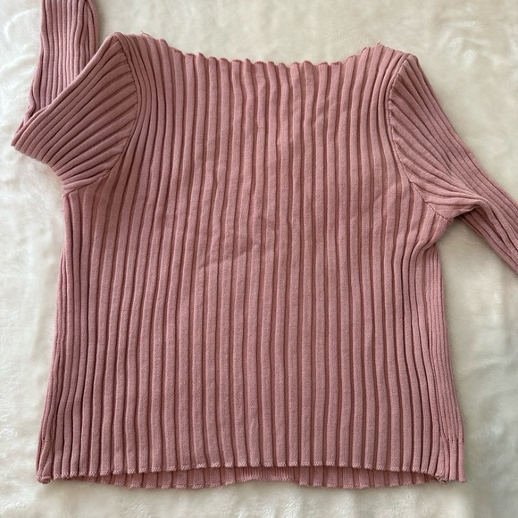 Pink Ribbed Women's Sweater - Picture 4 of 5